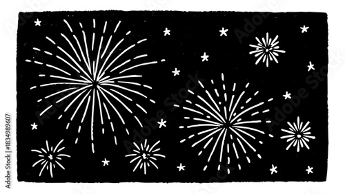 Fireworks display illuminates the night sky with bursts of light