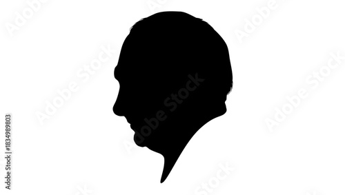 Russian man portrait, black isolated silhouette