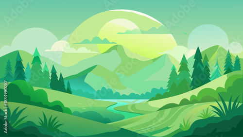 Soft gradient of green shades forming a peaceful, nature-inspired palette. Relaxing and fresh visual, perfect for eco branding, wellness content, interior design, and serene graphic compositions