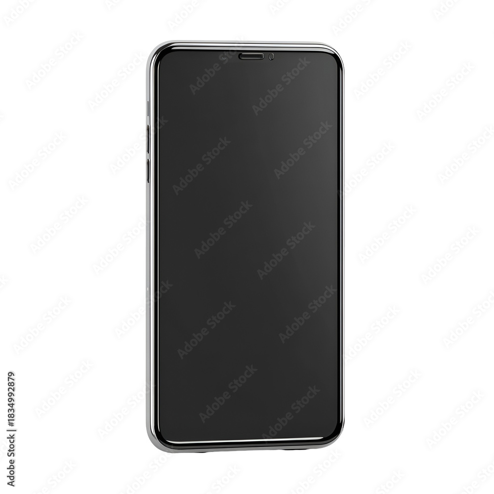 Naklejka premium Modern black smartphone with a blank screen on a white background