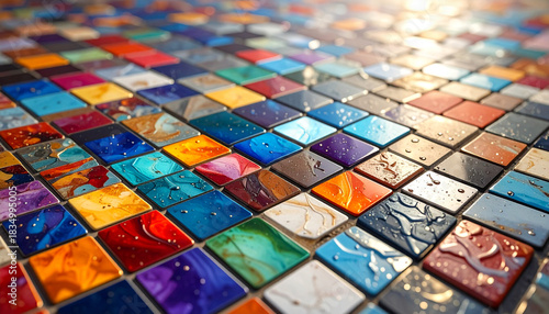 カラフルなタイルの背景素材