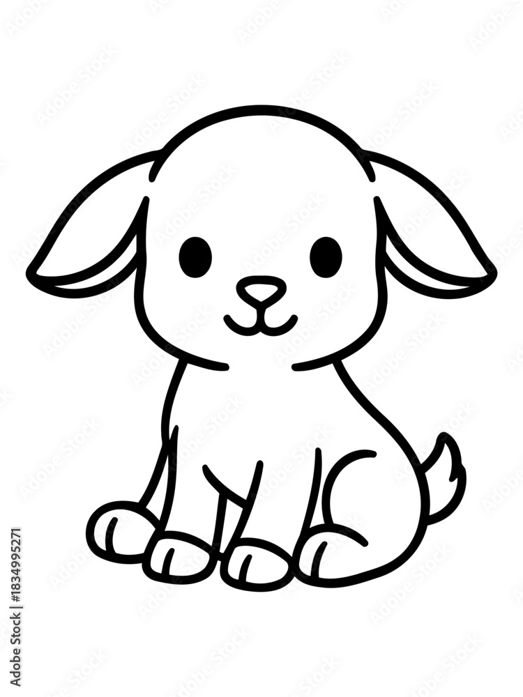 Obraz premium Sweet Puppy Illustration: A simple yet heartwarming illustration of a sweet puppy with adorably floppy ears, embodying innocence and affection. 