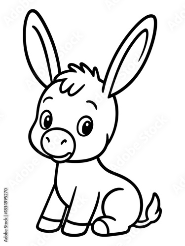 Smiling Donkey Portrait: An adorable donkey, sketched with playful innocence, sits poised with perky ears and a charming grin. Its gentle eyes twinkle, exuding warmth and approachability.