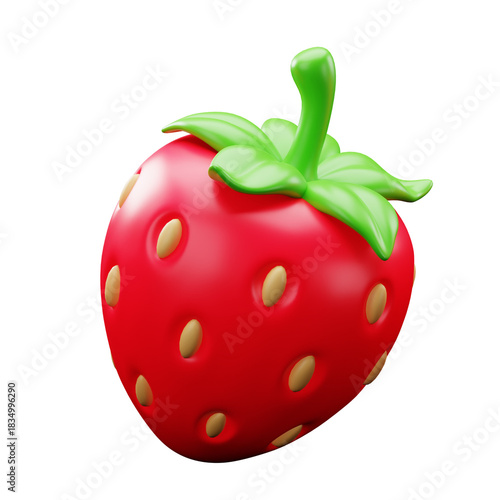 Wallpaper Mural 3D Stylized Strawberry, Fruits and Nature for healthy food banner, grocery advertising, organic food marketing and diet presentation Torontodigital.ca