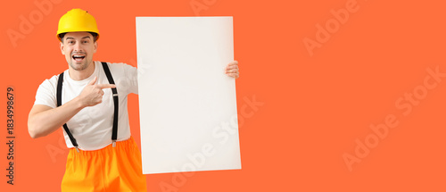 Firefighter with blank post...