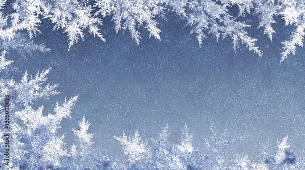 Obraz premium Winter ice border with frosted white design. 