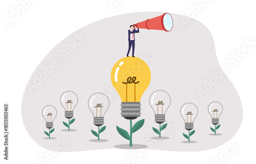 Business Vision: Innovator on a Glowing Idea Bulb