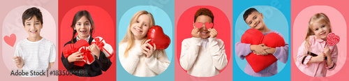 Collage of cute children wi...