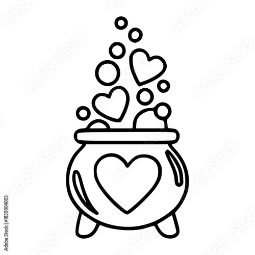 magic brew with hearts outline icon