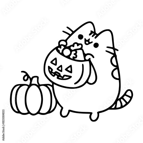black cat holding pumpkin halloween clip art preview