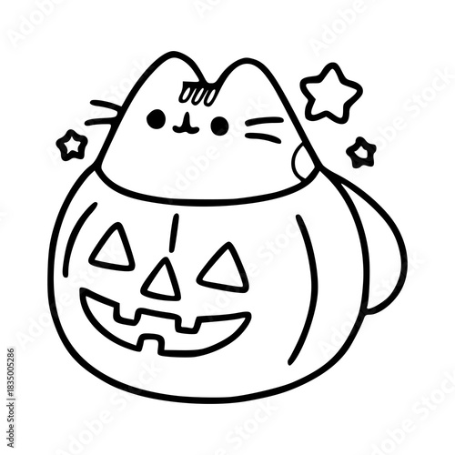 black cat in pumpkin halloween design clip art preview