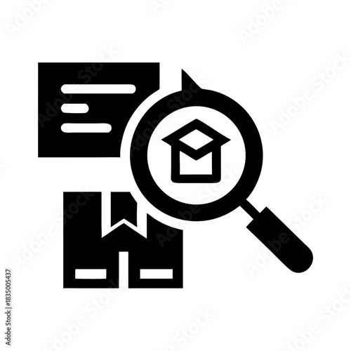 Delivery tracking icon with magnifying glass and packages  