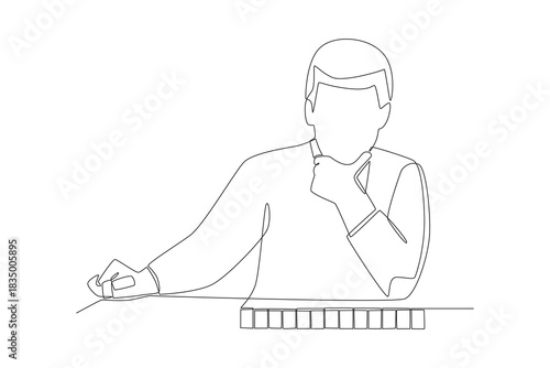 Man playing majiang. Majiang in china concept one-line drawing