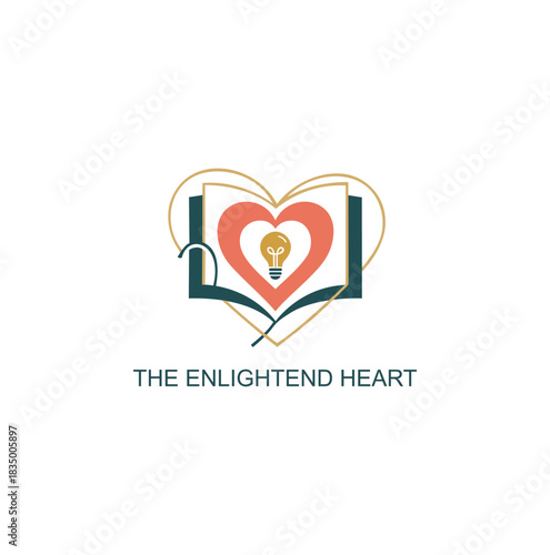 Abstract logo combining a heart, an open book, and a lightbulb, representing enlightened love or emotional intelligence.