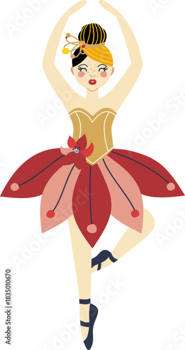 illustration of ballerina in red tutu
