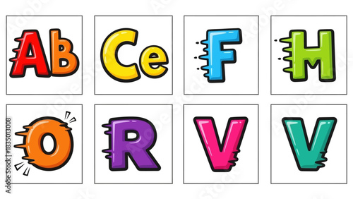 Colorful cartoon alphabet letters, perfect for educational materials and playful designs