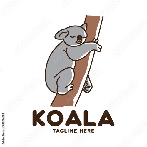 Cute koala sleeping illustration, perfect for logo and t shirt design