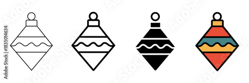 Set of minimalist christmas ornament icons with transparent background, depicting festive baubles, holiday decor, and celebration symbols, vector illustration
