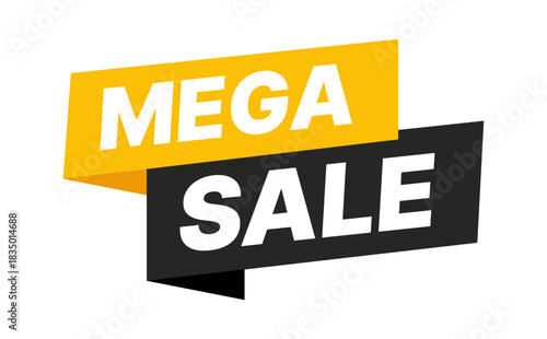 Mega sale banner with bold design and vibrant colors, perfect for online promotions, retail advertising, or seasonal marketing campaigns to attract customers and boost sales.