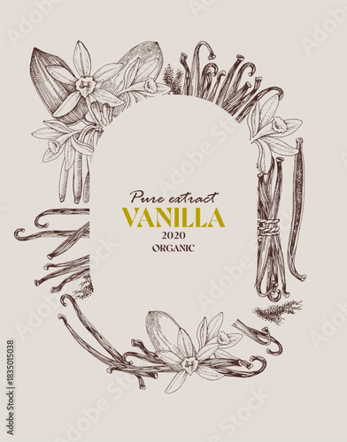 Vanilla vector label template in vintage style