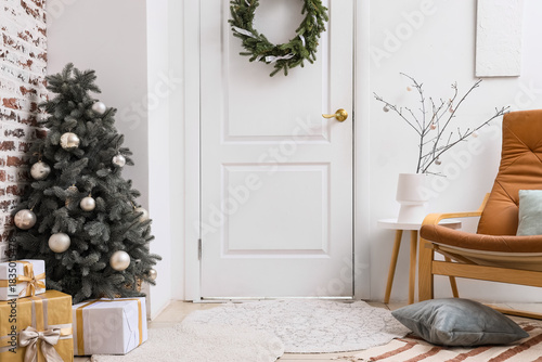 Interior of hall with white...