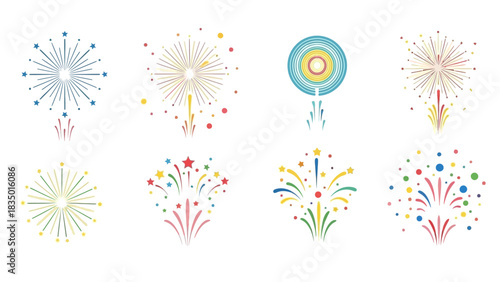 Festive Firework Display Vector Graphics for Celebrations and Events Decoration
