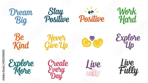 Inspirational Quote Collection Featuring Colorful Typography and Positive Affirmations