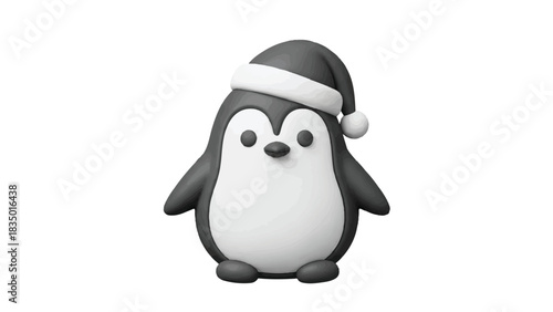 Clay Sculpture Santa Penguin Mascot Vector