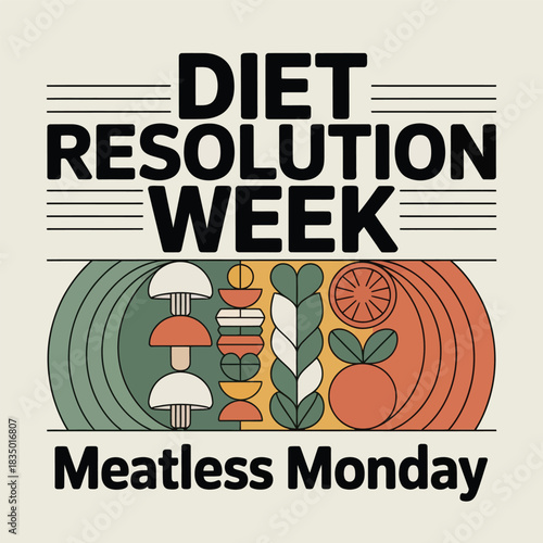 Diet Resolution Week Healthy Eating Vegetable Nutrition Illustration