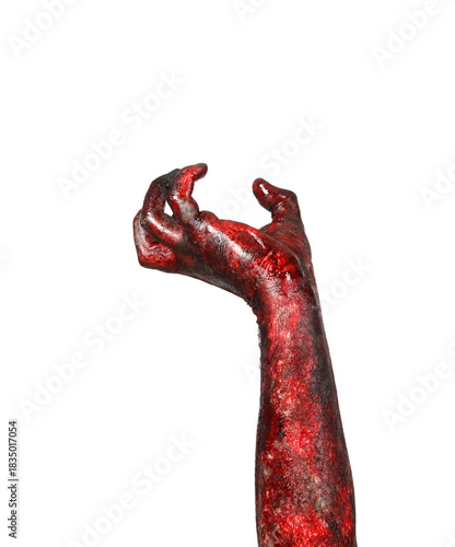 Hand of zombie on white bac...