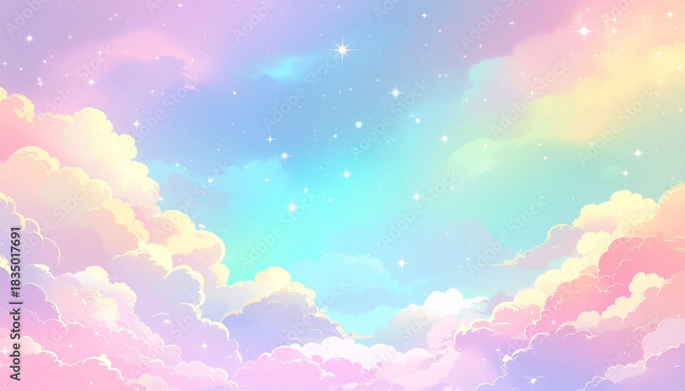 Fototapeta premium 虹色の雲と空 AI生成素材