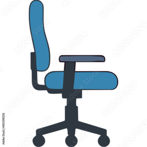 Modern Blue Office Chair With Adjustable Height And Armrests On A Black Background Ergonomic Design For Comfort And Productivity