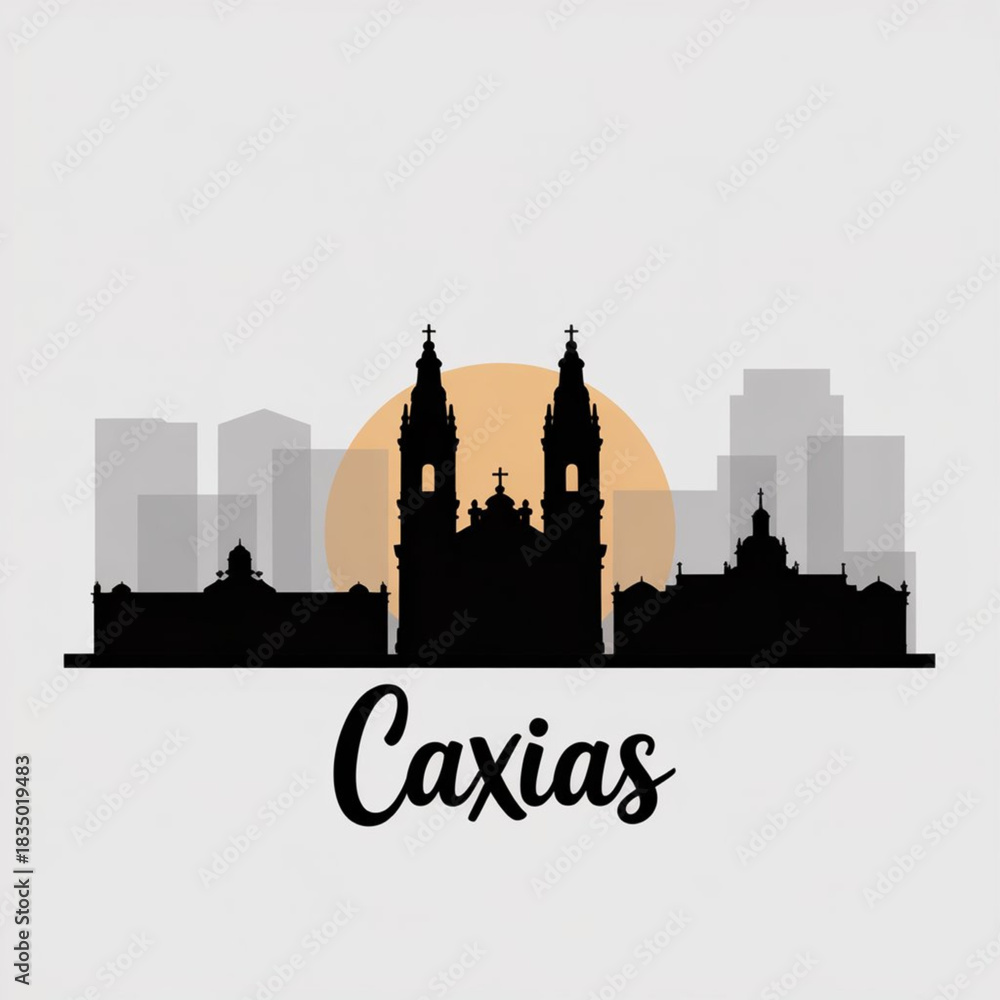 Fototapeta premium Caxias Skyline Silhouette — Historic & Commercial City in Maranhão Brazil Vector Illustration