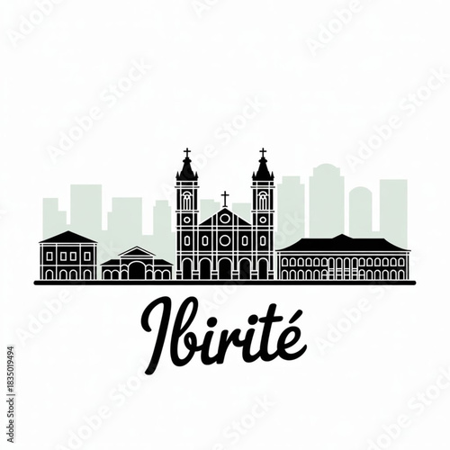 Ibirité Skyline Silhouette — Residential & Commercial City in Minas Gerais Brazil Vector Illustration