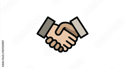 協力や合意を象徴する握手を描いたフラットスタイルのイラスト