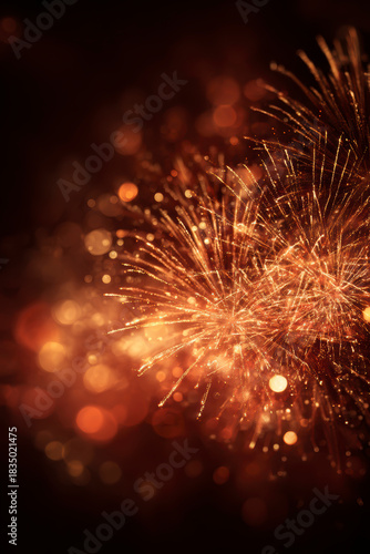 Red Gold Fireworks Celebration Background – AI Generative
