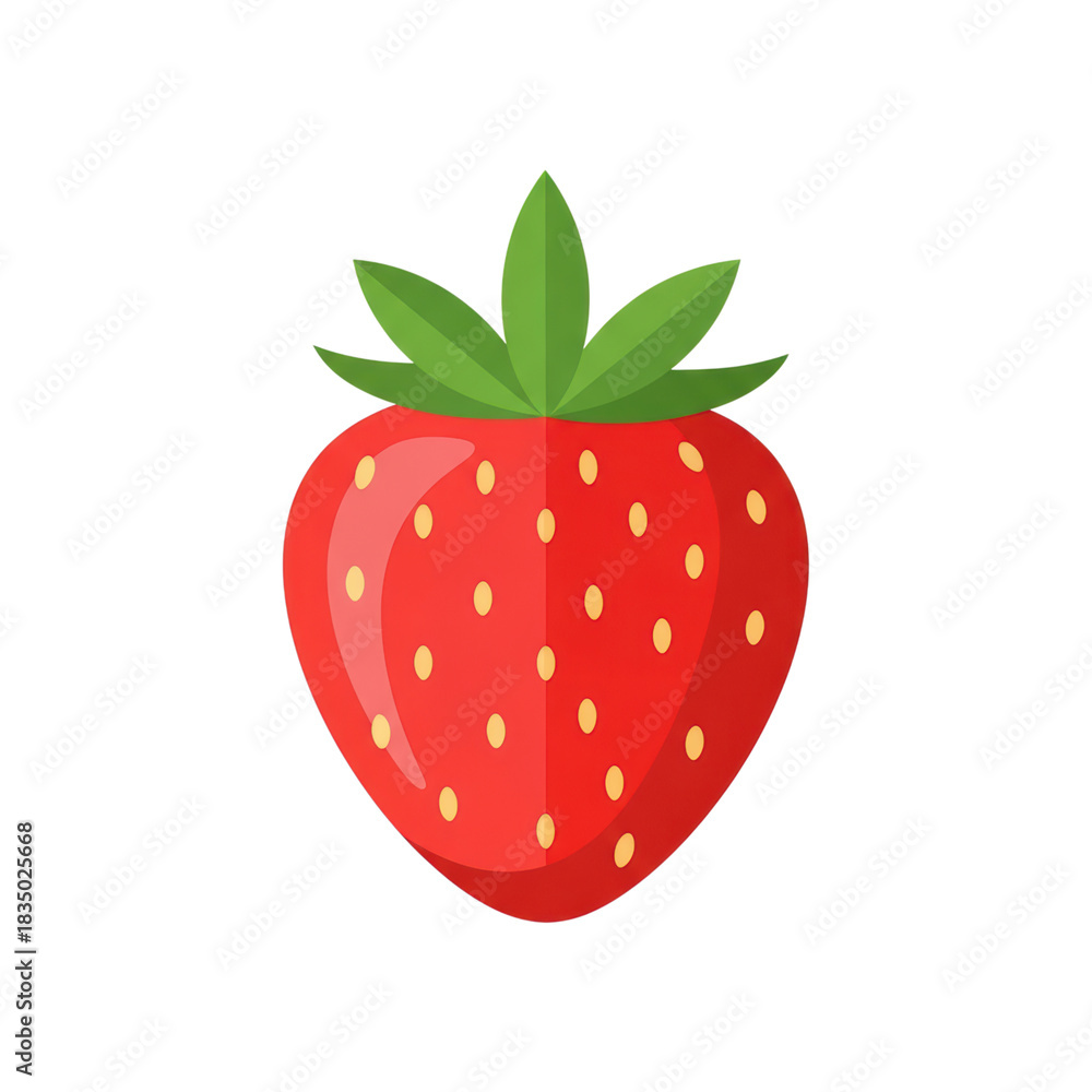 Obraz premium Bright red strawberry with green leaves on transparent background