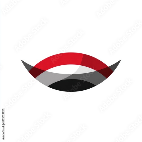 Free Download Abstract geometric design featuring layered red, white, grey, and black arched shapes, arranged to form a visual - GFXLoad