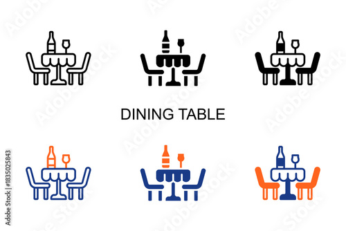Dining Table Icon Multi Style Vector Illustration