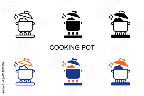 Cooking Pot Icon Multi Style Vector Illustration