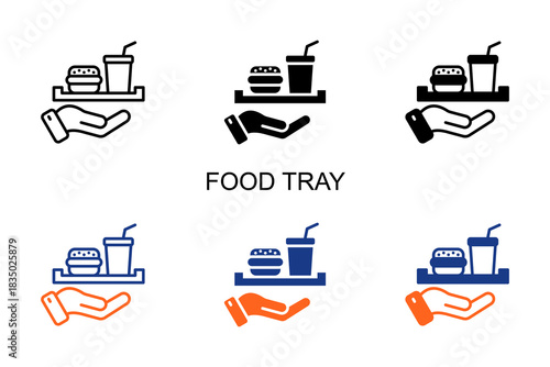 Food Tray Icon Multi Style Vector Illustration