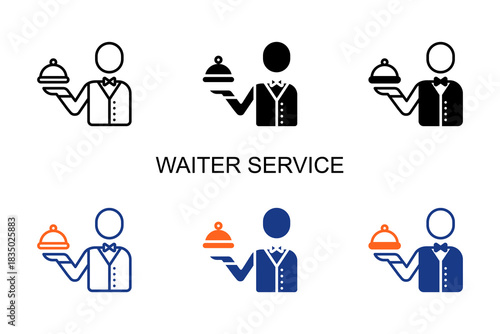 Waiter Service Icon Multi Style Vector Illustration