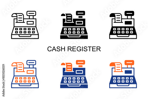 Cash Register Icon Multi Style Vector Illustration