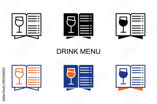 Drink Menu Icon Multi Style Vector Illustration