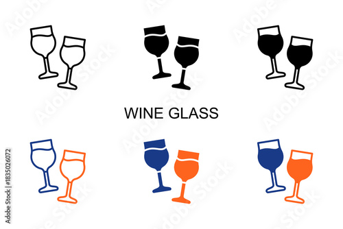 Wine Glass Icon Multi Style Vector Illustration