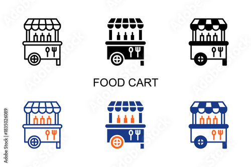 Food Cart Icon Multi Style Vector Illustration