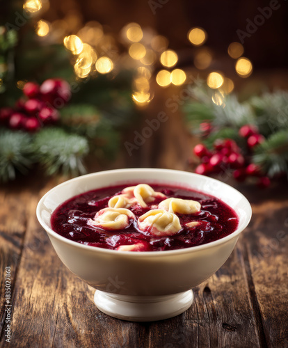 Christmas Beet Soup with Dumplings – AI Generative