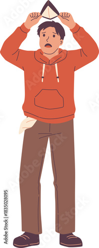 Man Holding Up Empty Pockets Illustration