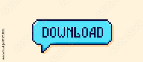 Pixel art user interface blue speech bubble Download.
