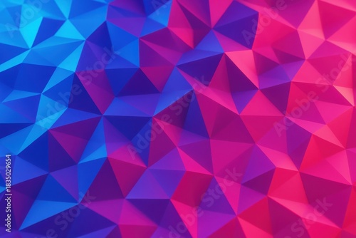 Magenta Blue Triangle Low Poly Gradient Surface with Vibrant Abstract Geometric Polygon Texture